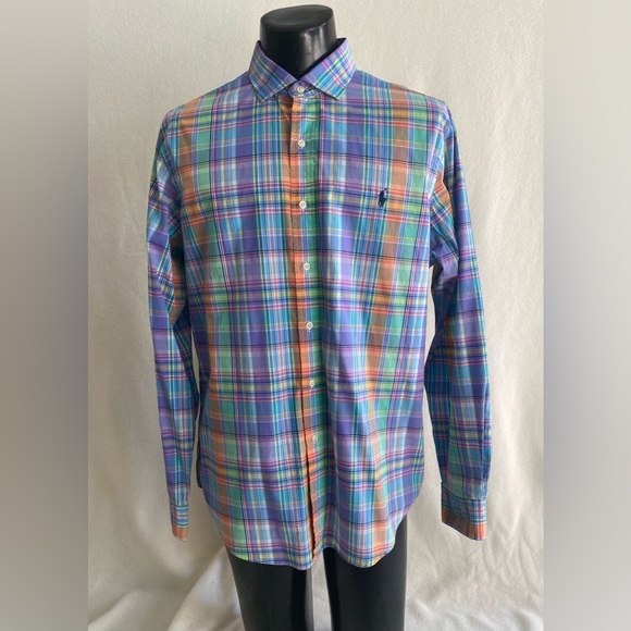 Polo Ralph Lauren Shirt Mens XL Slim Fit Cotton Stretch Long Sleeve Button Up - Picture 1 of 12